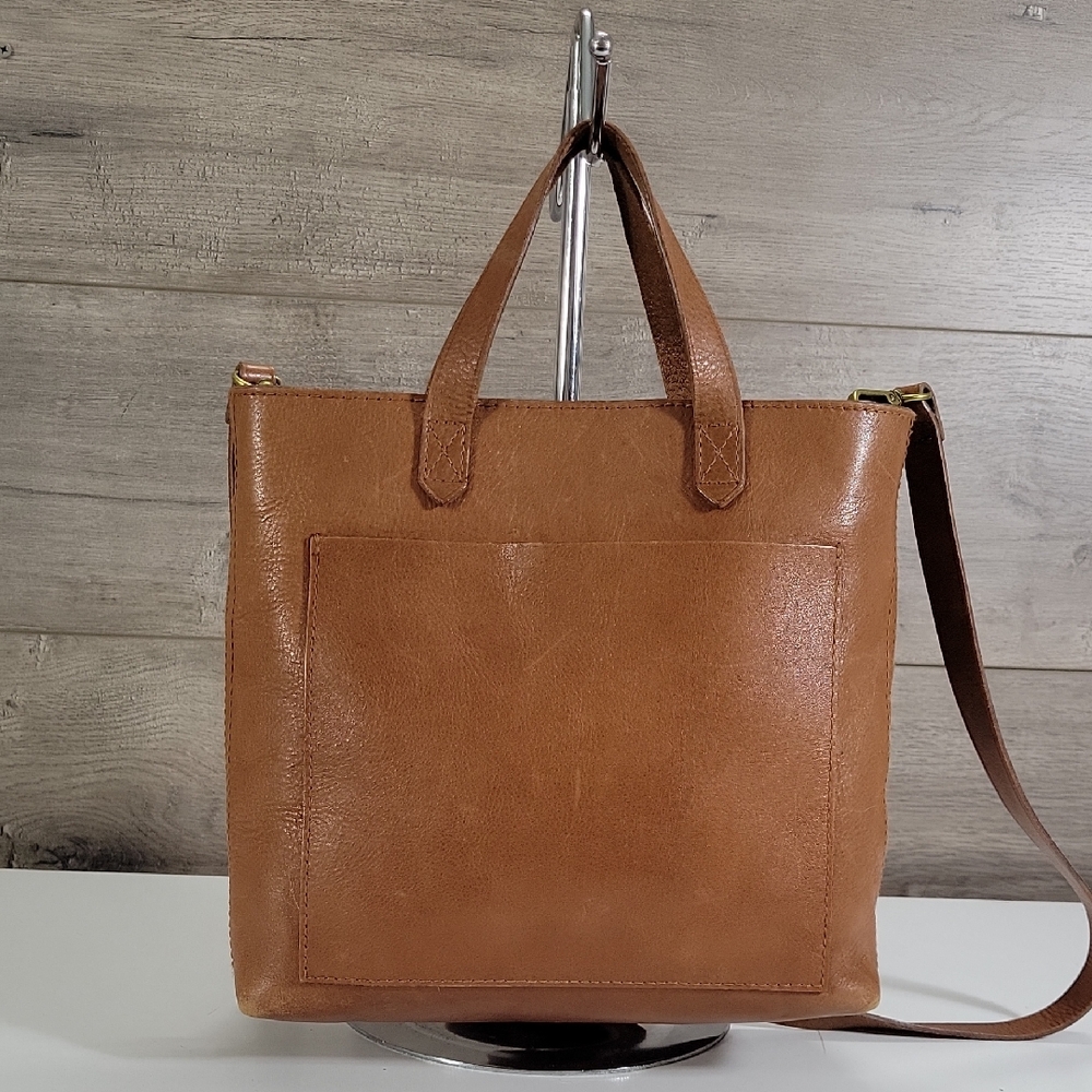 Madewell Cognac Brown Leather Tote with Top Handles